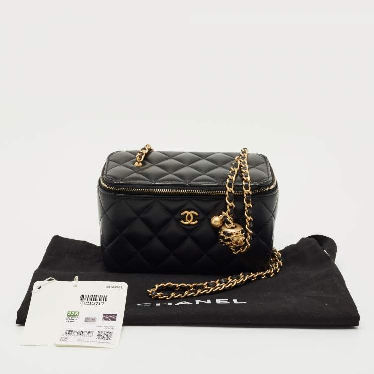 Pre Owned Chanel Black Quilted Leather Tiny Vanity Case Bag
