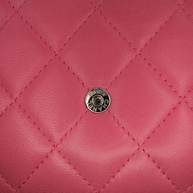 Pre Owned Chanel Pink Lambskin Boy Wallet On Chain