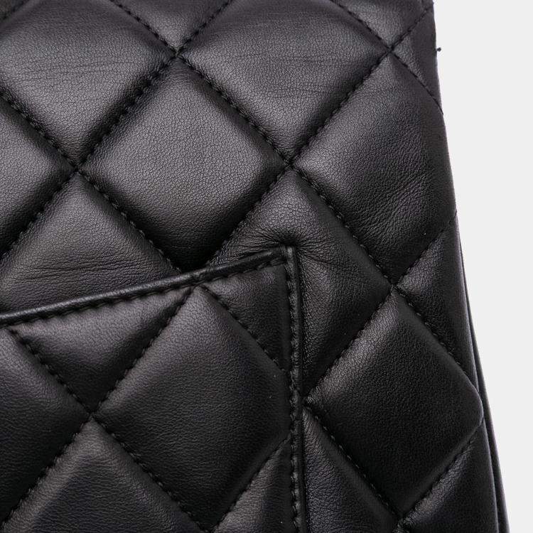 Pre Owned Chanel Black Large Lambskin Trendy CC Top Handle Bag