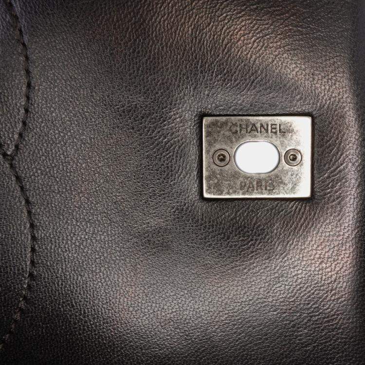 Pre Owned Chanel Black Large Lambskin Trendy CC Top Handle Bag