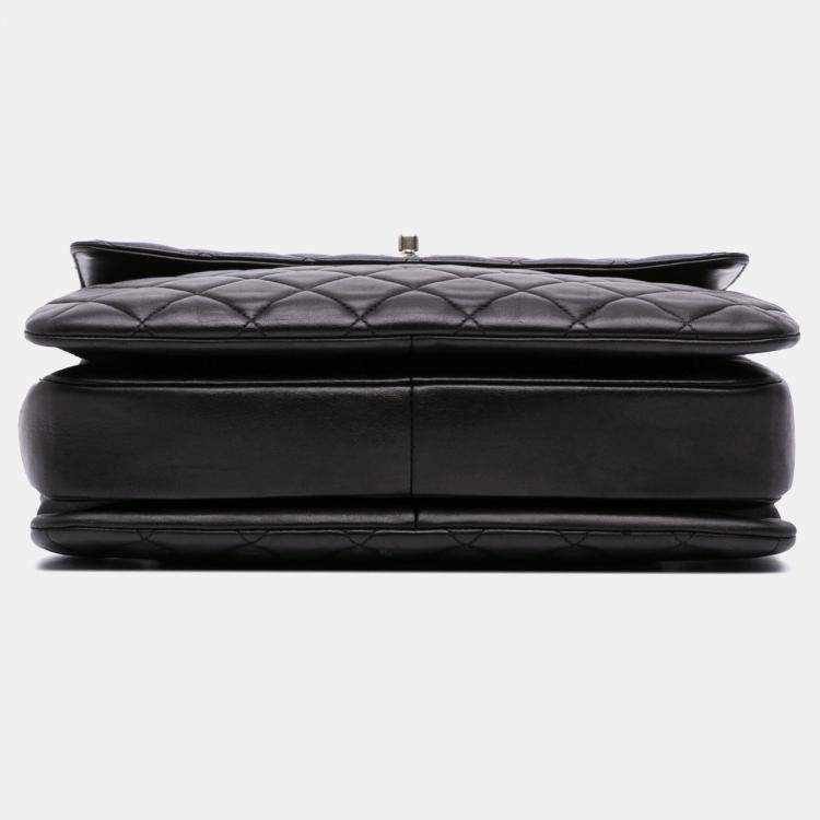 Pre Owned Chanel Black Large Lambskin Trendy CC Top Handle Bag