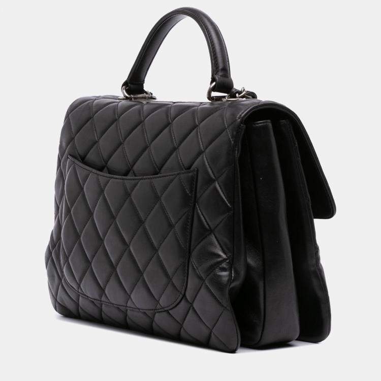 Pre Owned Chanel Black Large Lambskin Trendy CC Top Handle Bag