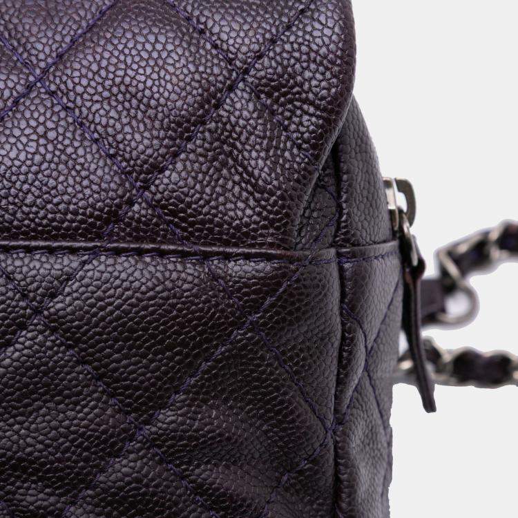 Pre Owned Chanel Purple Jumbo Quilted Caviar Easy Flap