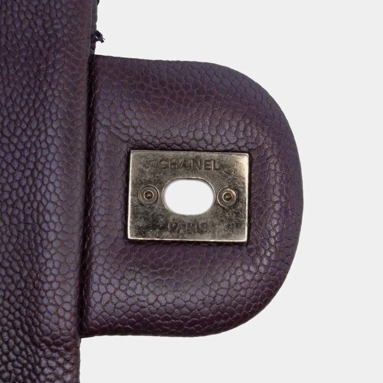 Pre Owned Chanel Purple Jumbo Quilted Caviar Easy Flap