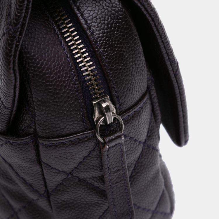 Pre Owned Chanel Purple Jumbo Quilted Caviar Easy Flap