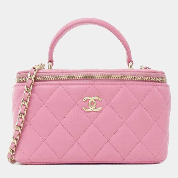Pre Owned Chanel Vanity Pink Leather Shoulder Bag