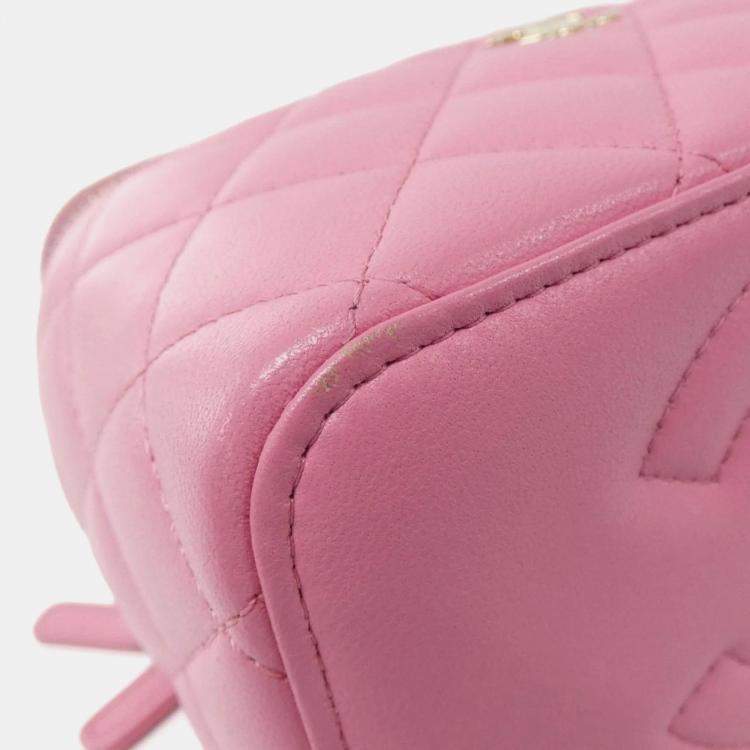 Pre Owned Chanel Vanity Pink Leather Shoulder Bag