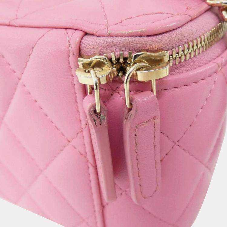 Pre Owned Chanel Vanity Pink Leather Shoulder Bag