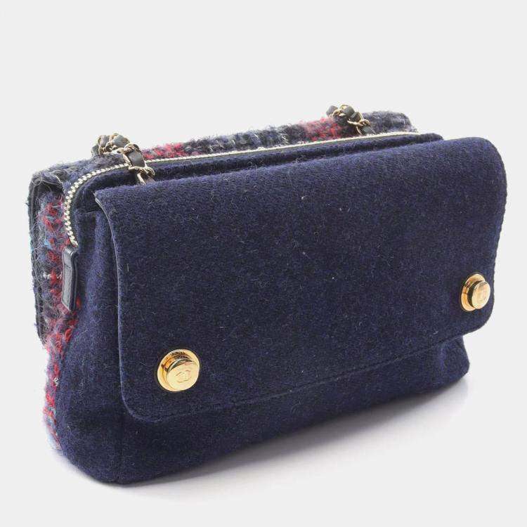 Pre Owned Chanel Paris-Hamburg Double Side Multicolor Tweed and Leather Shoulder Bag