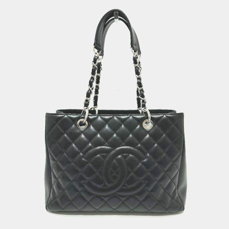 Pre Owned Chanel GST Black Leather Tote Bag
