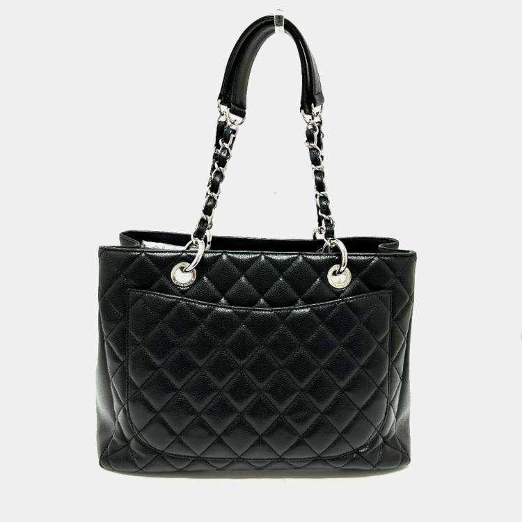Pre Owned Chanel GST Black Leather Tote Bag
