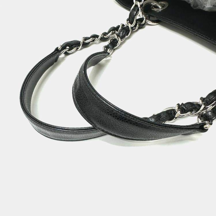 Pre Owned Chanel GST Black Leather Tote Bag