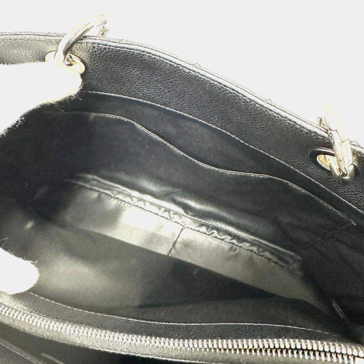 Pre Owned Chanel GST Black Leather Tote Bag