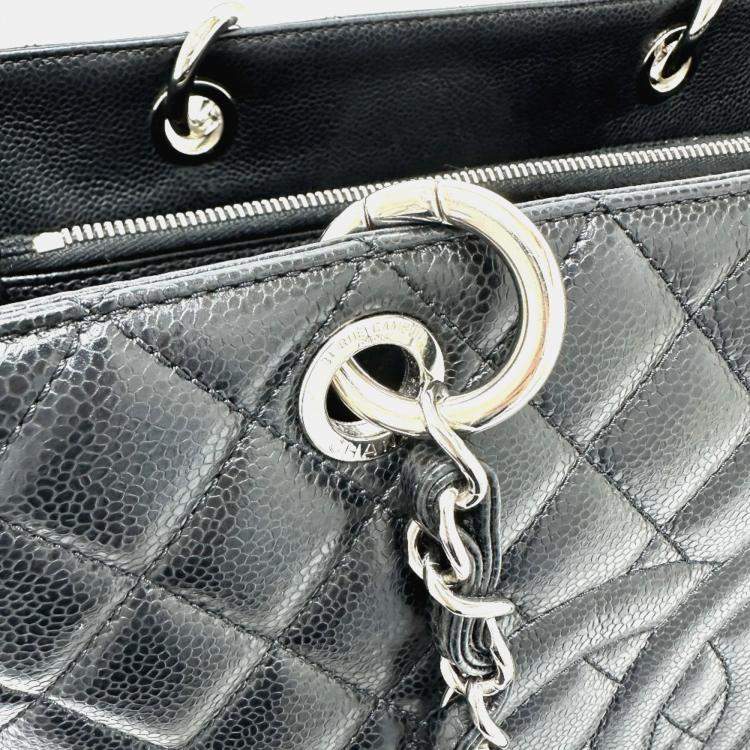 Pre Owned Chanel GST Black Leather Tote Bag