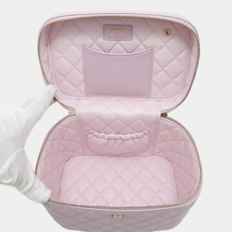 Pre Owned Chanel Vanity Light Purple Caviar Leather Shoulder Bag