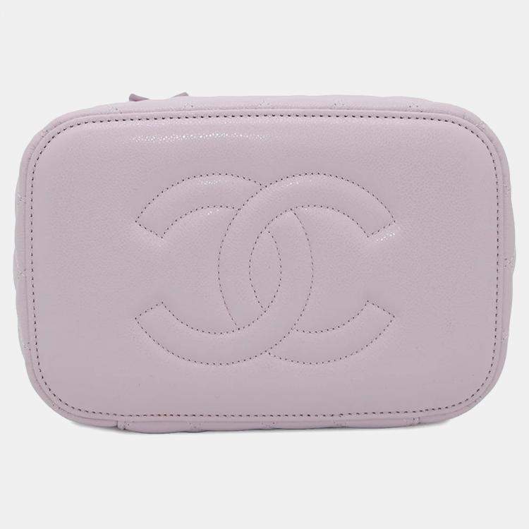 Pre Owned Chanel Vanity Light Purple Caviar Leather Shoulder Bag