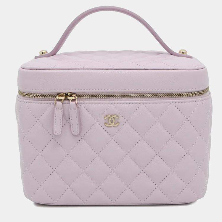Pre Owned Chanel Vanity Light Purple Caviar Leather Shoulder Bag