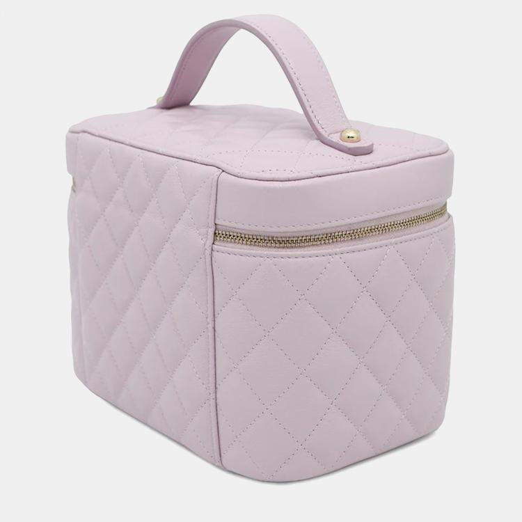 Pre Owned Chanel Vanity Light Purple Caviar Leather Shoulder Bag