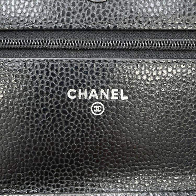 Pre Owned Chanel Classic Black Caviar Leather Wallet on Chain 