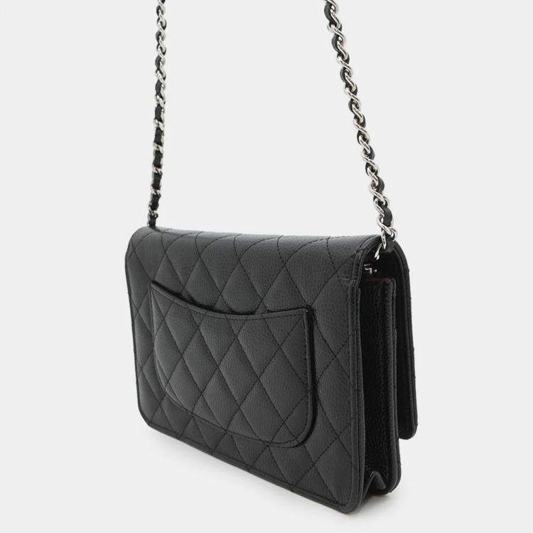 Pre Owned Chanel Classic Black Caviar Leather Wallet on Chain 