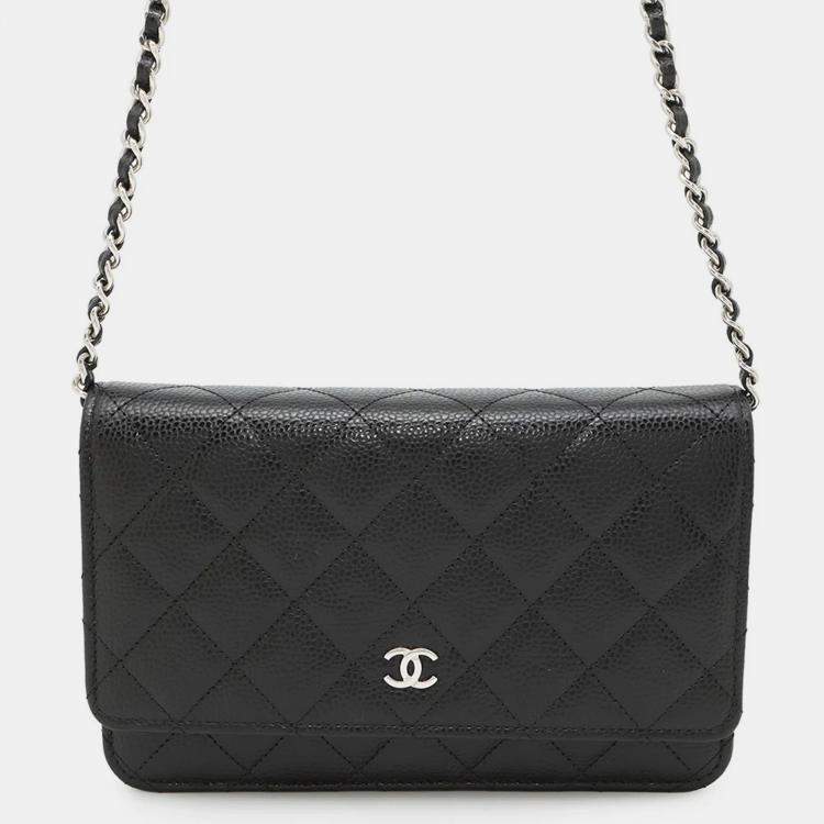 Pre Owned Chanel Classic Black Caviar Leather Wallet on Chain 