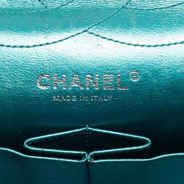 Pre Owned Chanel Teal Green Quilted Patent Leather Classic 227 Reissue 2.55 Flap Bag