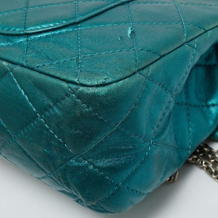 Pre Owned Chanel Teal Green Quilted Patent Leather Classic 227 Reissue 2.55 Flap Bag