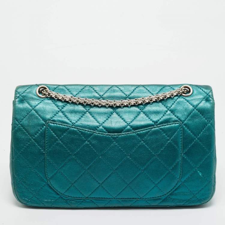 Pre Owned Chanel Teal Green Quilted Patent Leather Classic 227 Reissue 2.55 Flap Bag