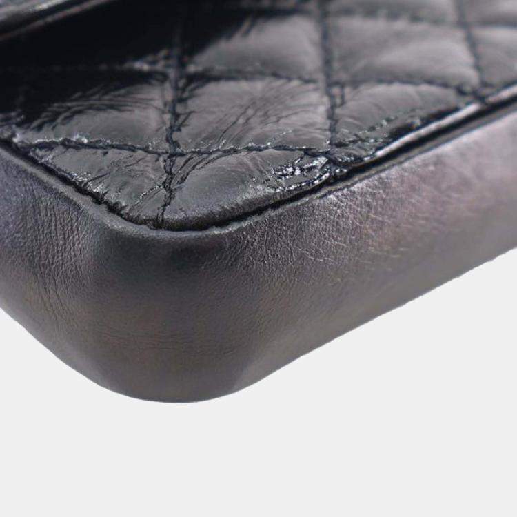 Pre Owned Chanel Black Quilted Shiny Aged Calfskin Waist Belt Bag