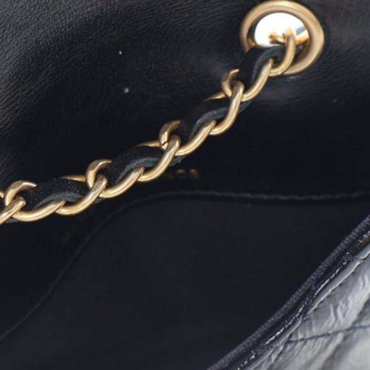 Pre Owned Chanel Black Quilted Shiny Aged Calfskin Waist Belt Bag