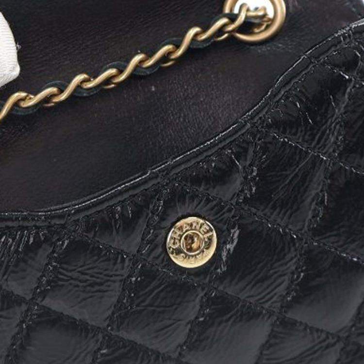 Pre Owned Chanel Black Quilted Shiny Aged Calfskin Waist Belt Bag