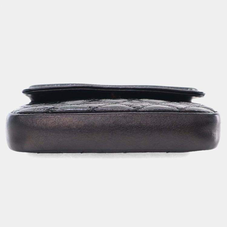 Pre Owned Chanel Black Quilted Shiny Aged Calfskin Waist Belt Bag