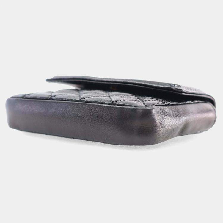 Pre Owned Chanel Black Quilted Shiny Aged Calfskin Waist Belt Bag