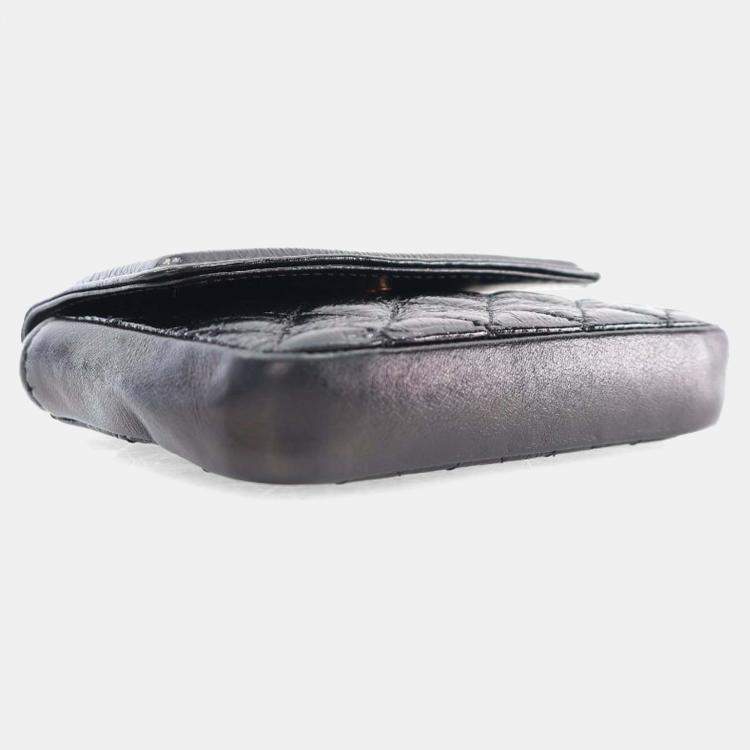 Pre Owned Chanel Black Quilted Shiny Aged Calfskin Waist Belt Bag