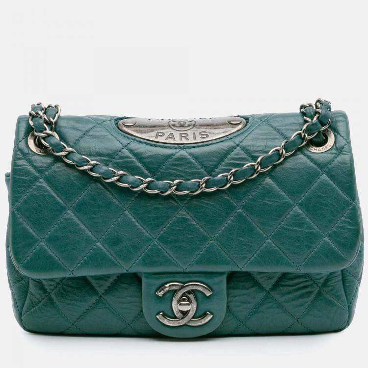 Chanel Green Paris Dallas CC Quilted Calfskin Double Flap Chanel
