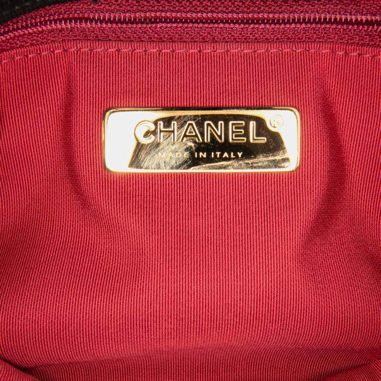 Pre Owned Chanel Black Medium Canvas and Cotton 19 Flap