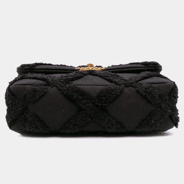 Pre Owned Chanel Black Medium Canvas and Cotton 19 Flap