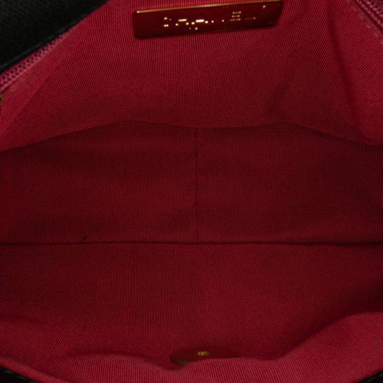 Pre Owned Chanel Black Medium Canvas and Cotton 19 Flap