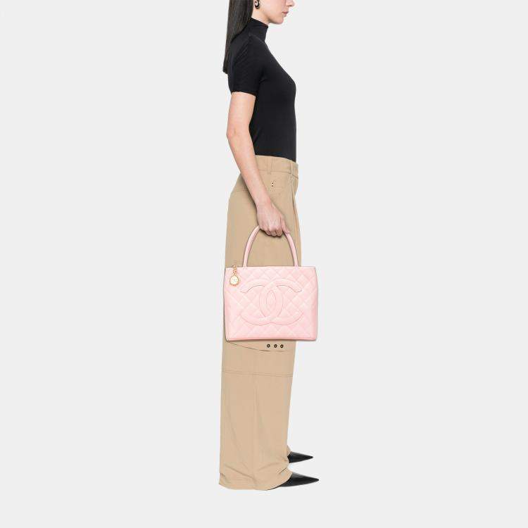 Pre Owned Chanel Pink Caviar Medallion Tote