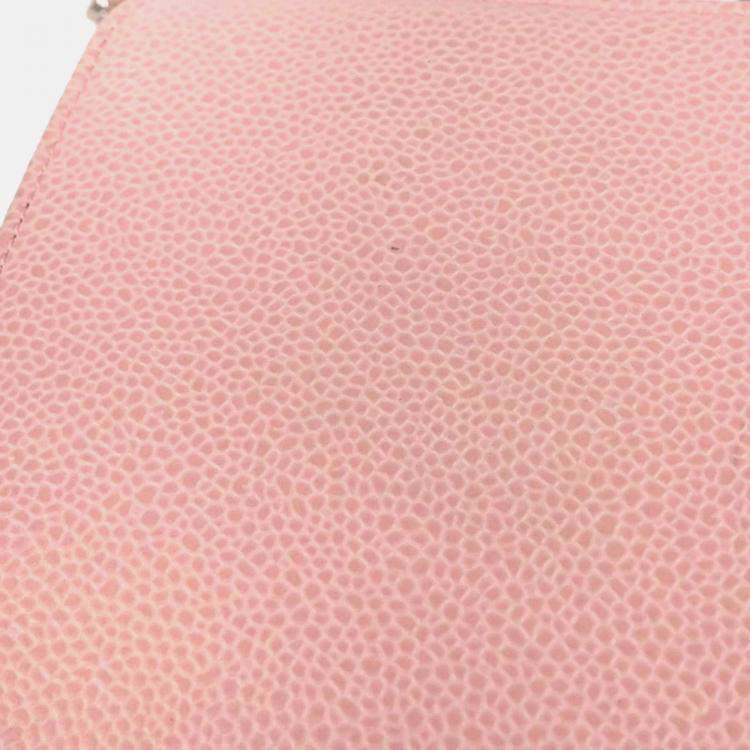 Pre Owned Chanel Timeless Pink Caviar Leather Wallet on Chain