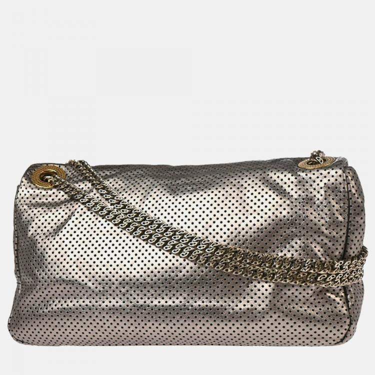 Pre Owned Chanel Mademoiselle Champagne Gold Perforated Leather Shoulder Bag