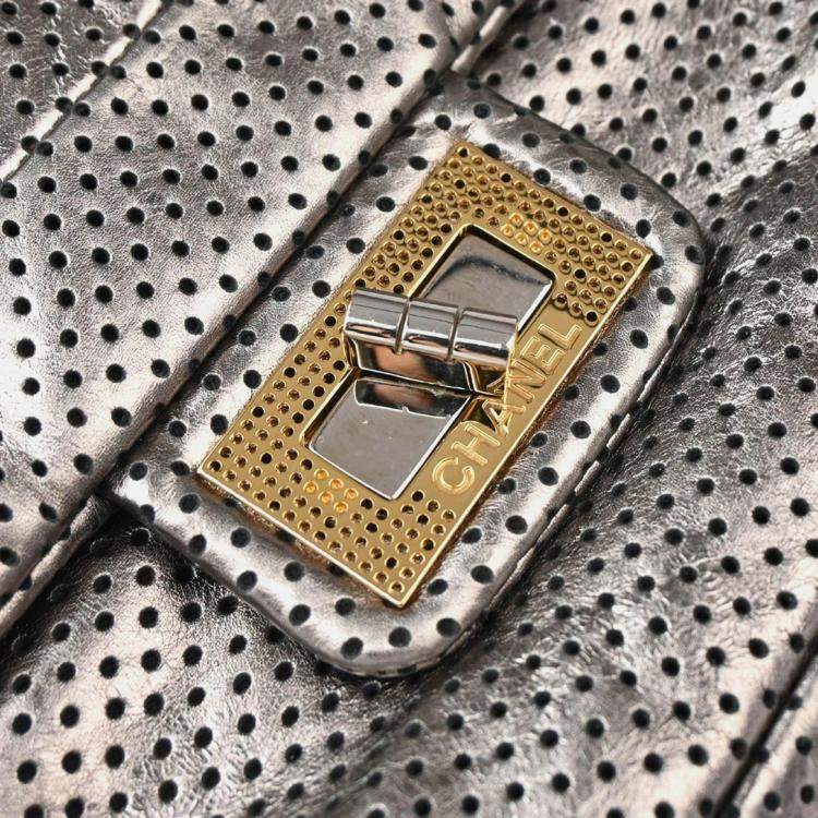 Pre Owned Chanel Mademoiselle Champagne Gold Perforated Leather Shoulder Bag