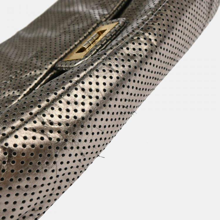 Pre Owned Chanel Mademoiselle Champagne Gold Perforated Leather Shoulder Bag