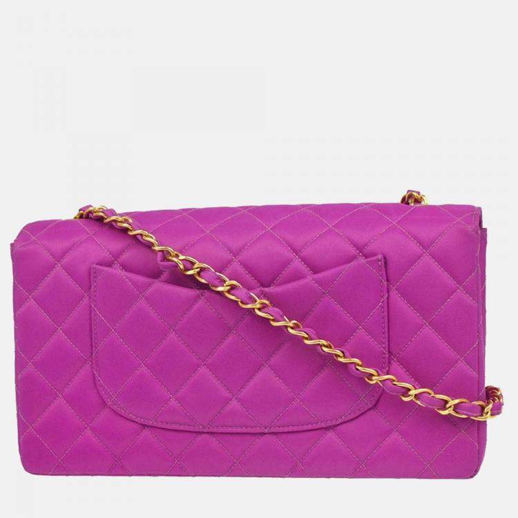Pre Owned Chanel CC Flap Purple Nylon Shoulder Bag