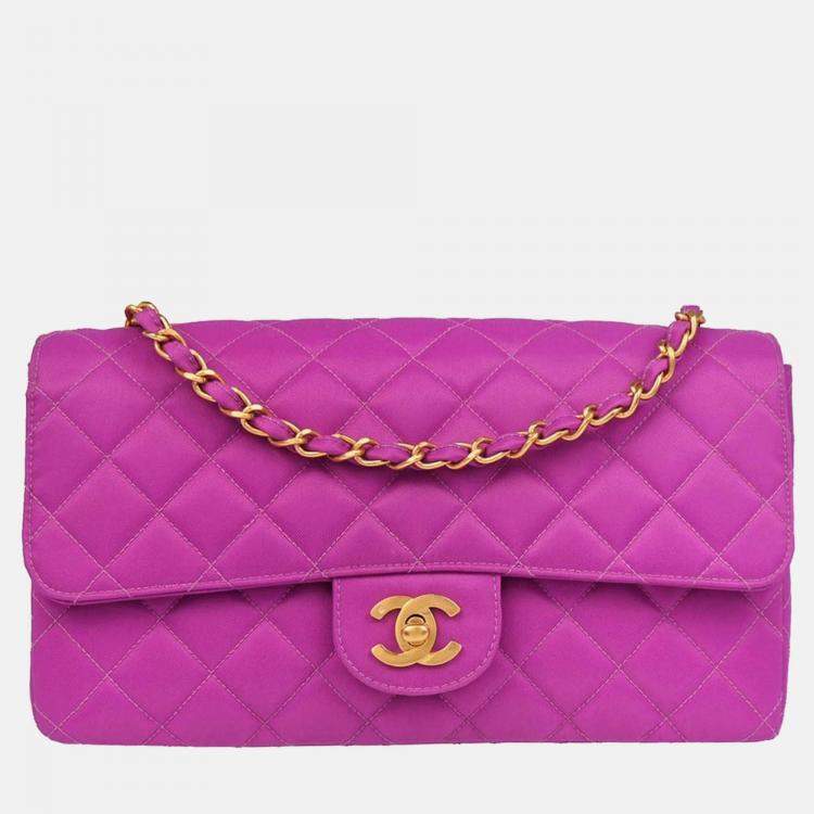 Pre Owned Chanel CC Flap Purple Nylon Shoulder Bag