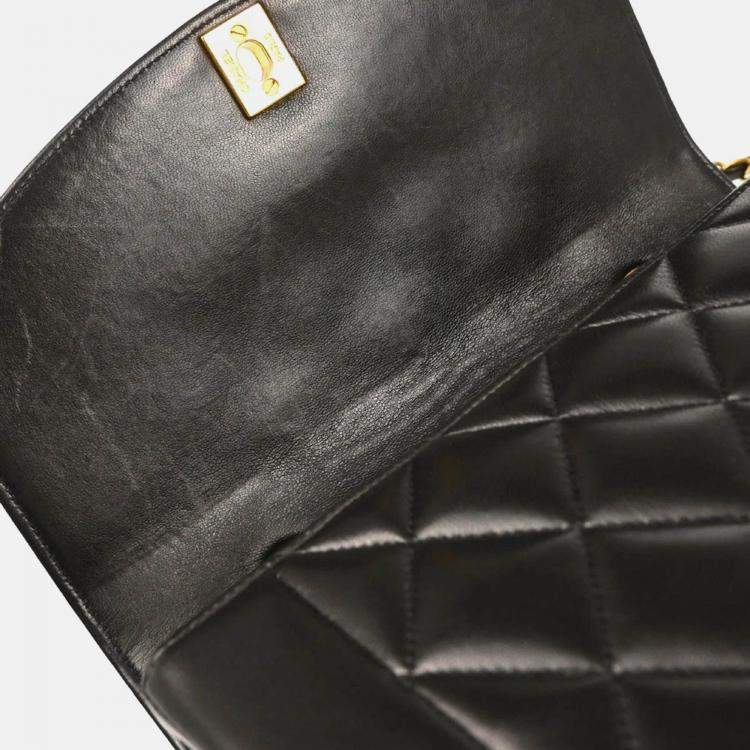 Pre Owned Chanel Diana Small Black Lambskin Shoulder Bag