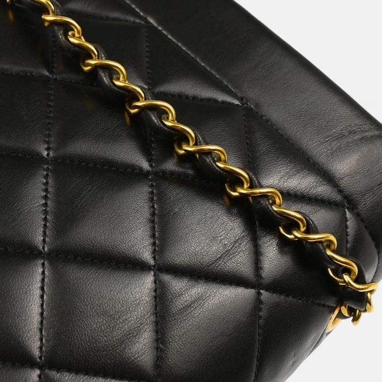 Pre Owned Chanel Diana Small Black Lambskin Shoulder Bag