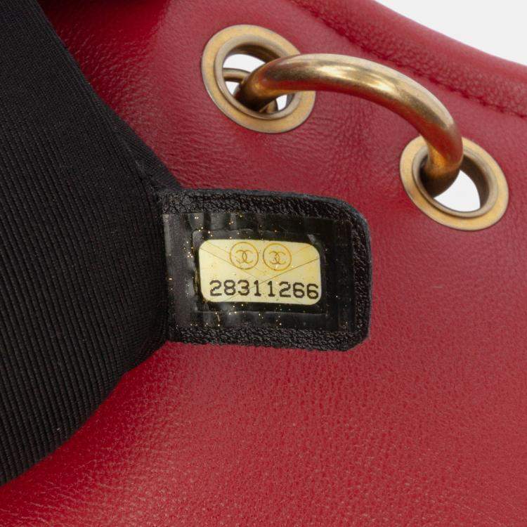 Pre Owned Chanel Red Small Quilted Lambskin Chain Link Flap Bag