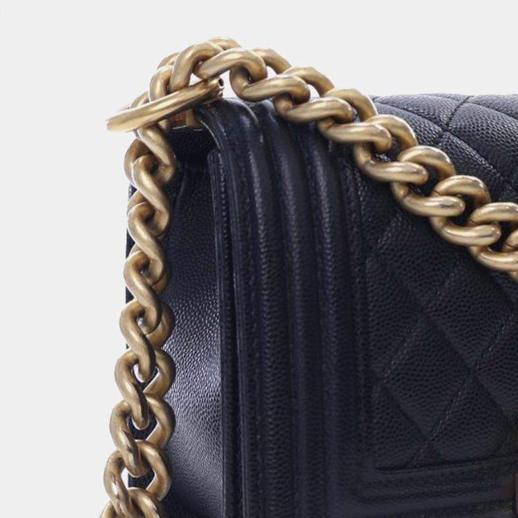 Pre Owned Chanel Black Small Caviar Boy Flap Bag