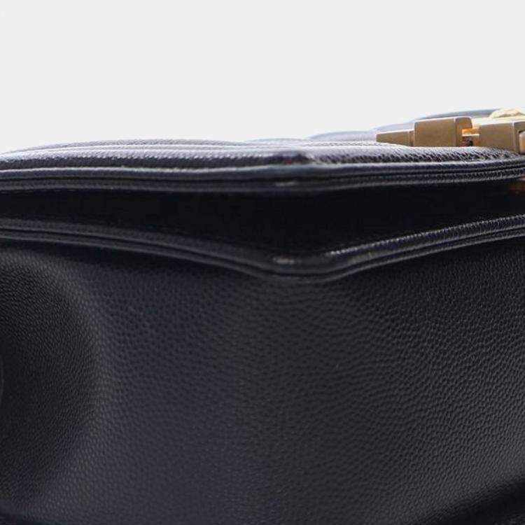 Pre Owned Chanel Black Small Caviar Boy Flap Bag